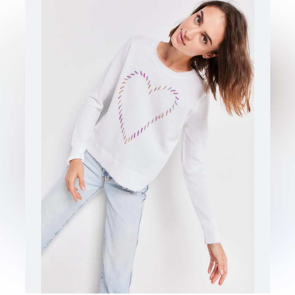 Lisa Todd Love Craft White Sweater with Heart Design size Small